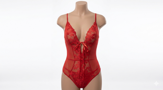(34-40)Lacy Mesh Cut-out See-Through Body-Suit 2033(C6-R3)