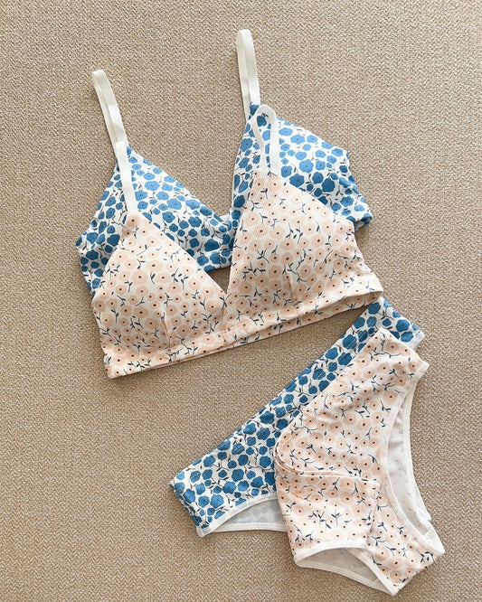 Daily Wear Flower Design Bra and Panty Set