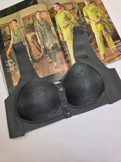 (36-42)b/c Seamless Wide Strap Front Button Bra