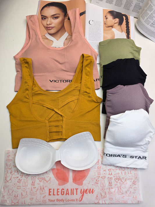 Victoria's Star  WIDE STRAP SPORTS BRA Free Size For (30-36) (012)
