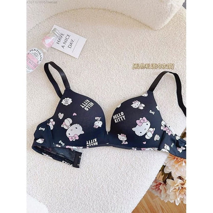 (32-36)B  Hello Kitty Seamless Thin-Pad Non-Wire Bra & Panty Set(R4)