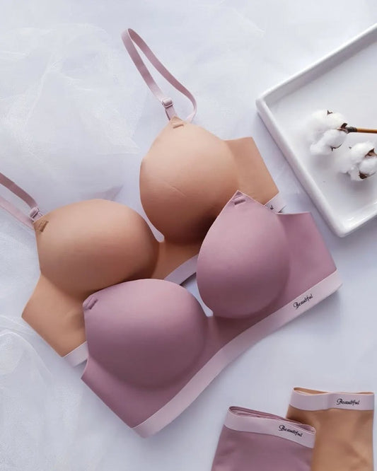 Seamless Double Padded Non Wire Bra Panty Set