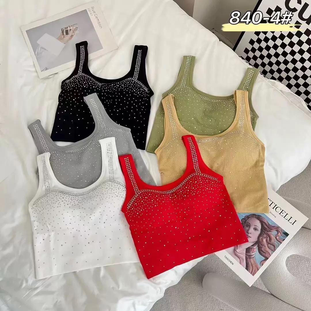 (30-38)  Wide Straps Stone Shimmer Tank Top