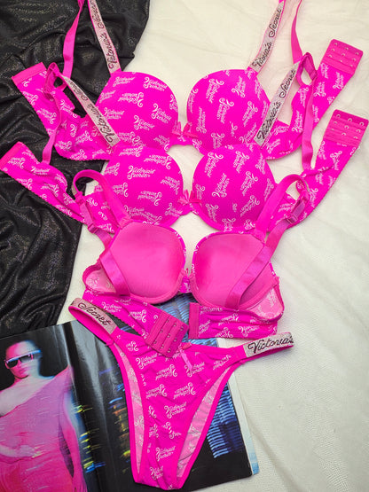 (34-40)b Premium Range Victoria Secret Bra Set (Shocking pink)