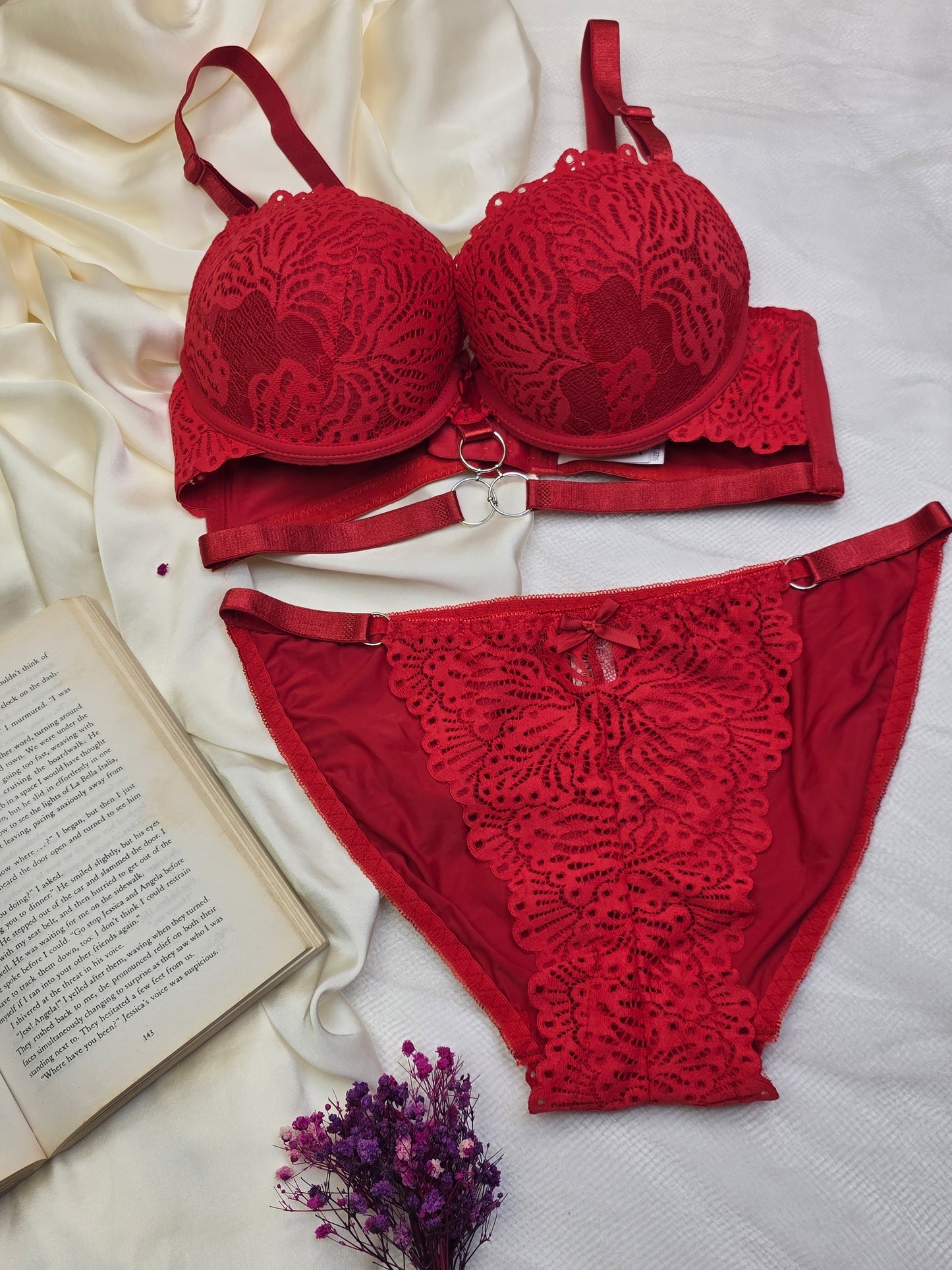 (34-40)C Cup Elegant Lacy Double Padded Bra & Panty Set*