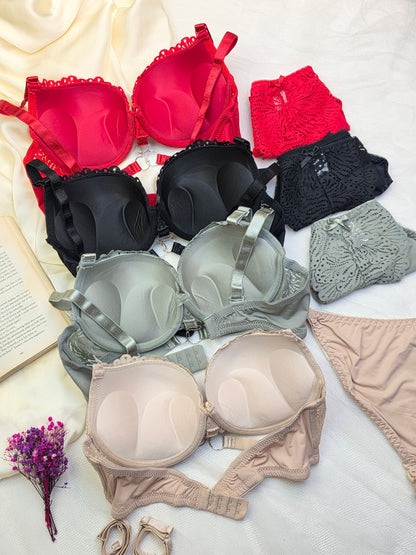 (34-40)C Cup Elegant Lacy Double Padded Bra & Panty Set*