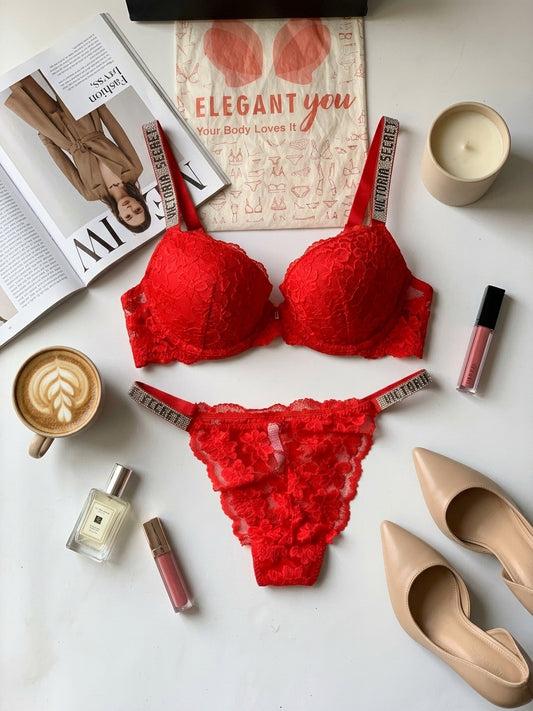 (34-40)B Elegant Double Padded Pushup Lacy Bra^