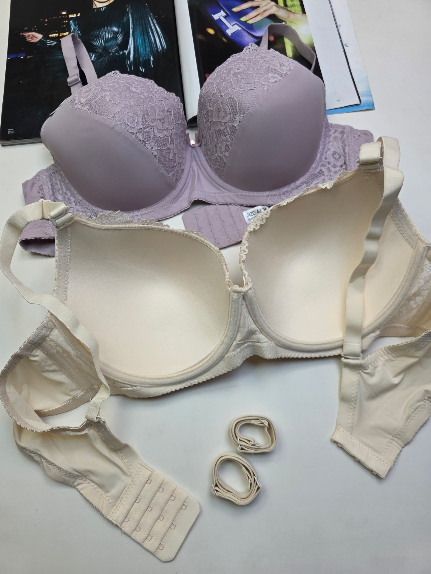 (40-44)D Lacy Light Padded Under Wire Half cup lace bra (141)*