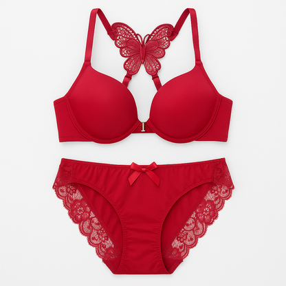 (32-38)B Double Padded Butterfly Bra Panty Set [132]