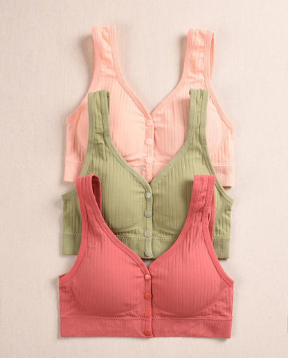 Wide Shoulder Front Button Sports Bra