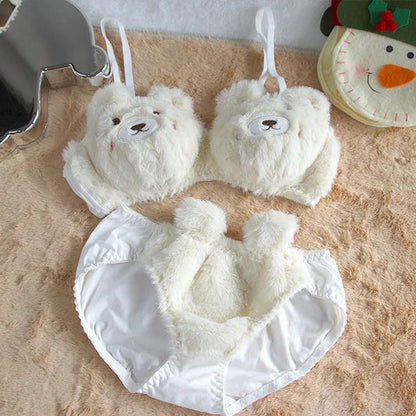 (32-36)B  Teddy Thin-Pad Non-Wire Bra & Panty Set(RT)