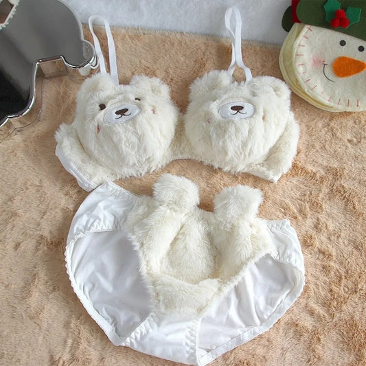 (32-36)B  Teddy Thin-Pad Non-Wire Bra & Panty Set(RT)
