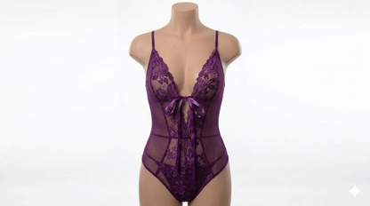 (34-40)Lacy Mesh Cut-out See-Through Body-Suit 2033(C12-R5)