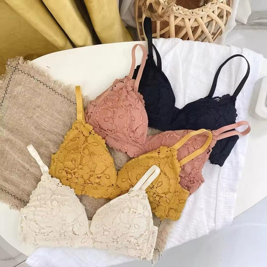 Elegant Triangle Shape Floral Bralette Set