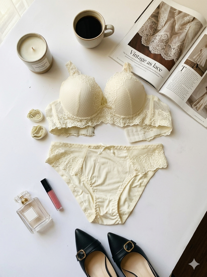 (32-36)b Elegant Lacy Soft Padded Wired Bra set 8221