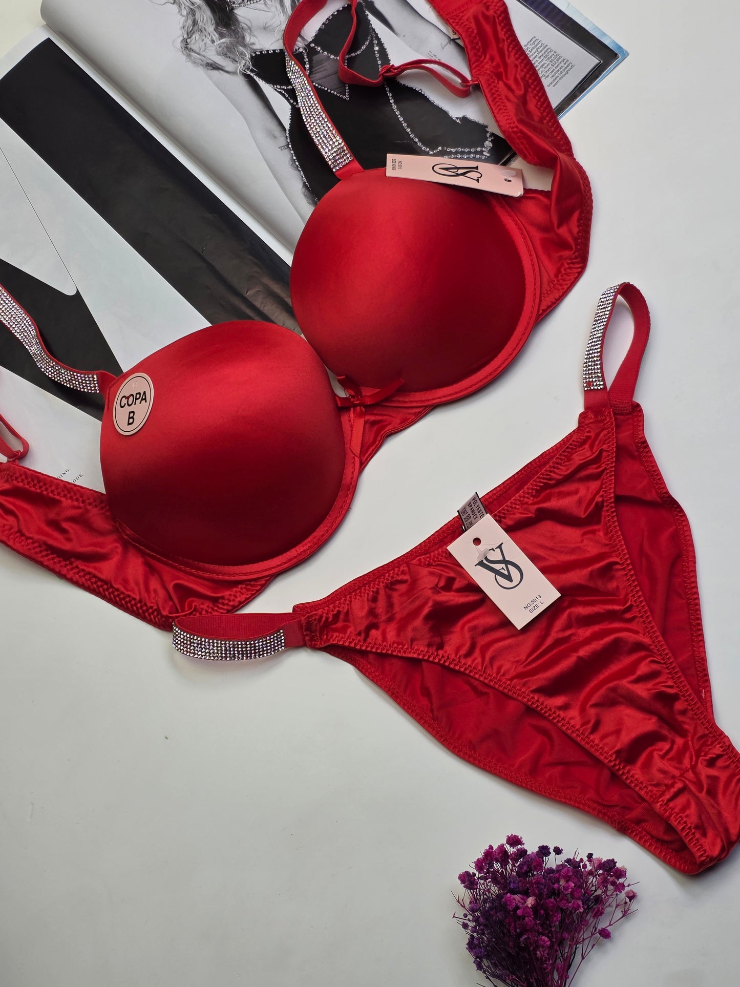 (34-38)b size Victoria secret Bridal Padded Pushup Wired Bra set (Red)*