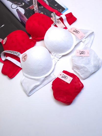 (34-40)b Elegant Design Padded Pushup Wired Bra With Matching Thong Underwear 5015*(R1)^