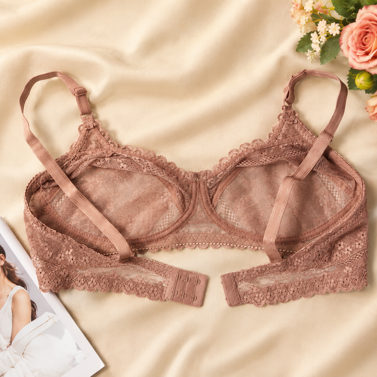 (32-42)b Flower Print Cotton Net Bra(225)