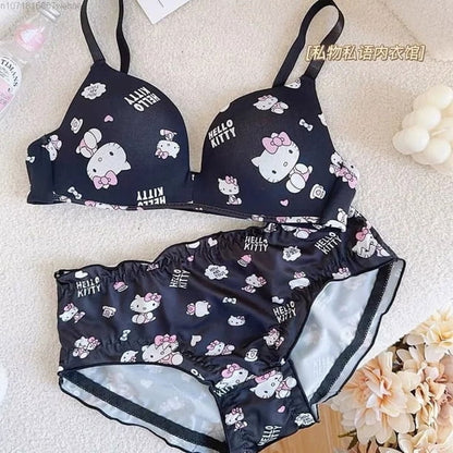 (32-36)B  Hello Kitty Seamless Thin-Pad Non-Wire Bra & Panty Set(R4)