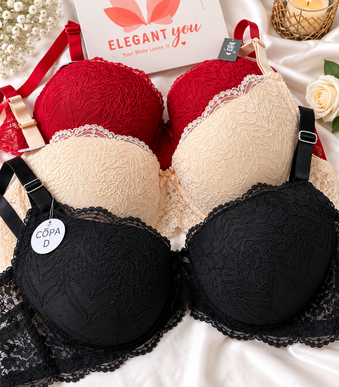 (38-44)D Elegant & Lacy Plus Size Bra 07300