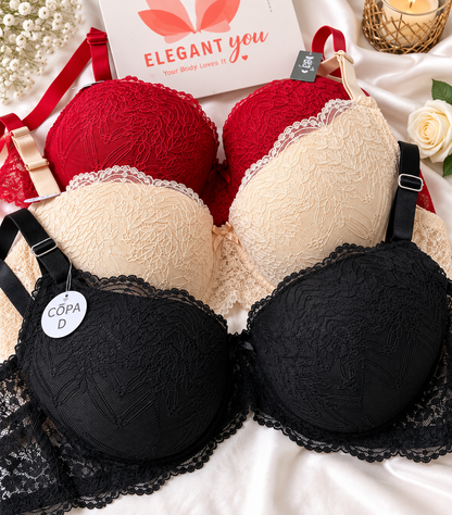 (38-44)D Elegant & Lacy Plus Size Bra 07300