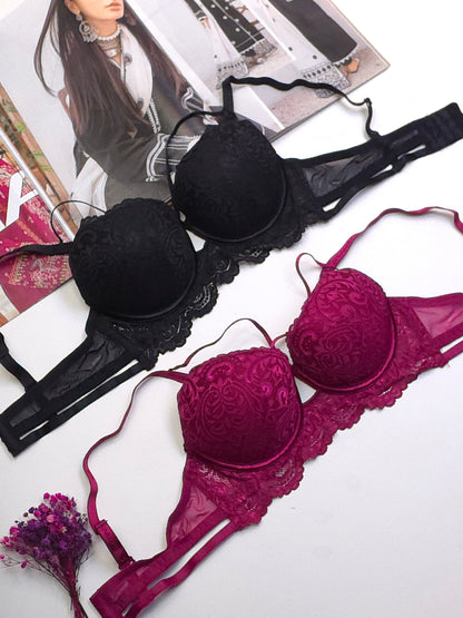 (34-40)B Elegant Double Padded Push-up Lace Bridal Bra (153,154)