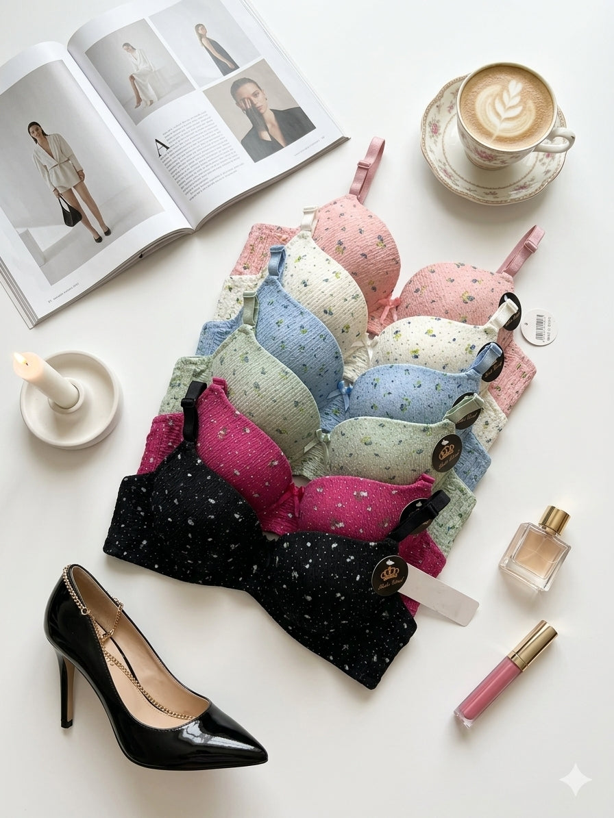 (36-42) Flower PrintedThin Pad Underwire Bea (176)