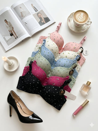 (36-42) Flower PrintedThin Pad Underwire Bea (176)