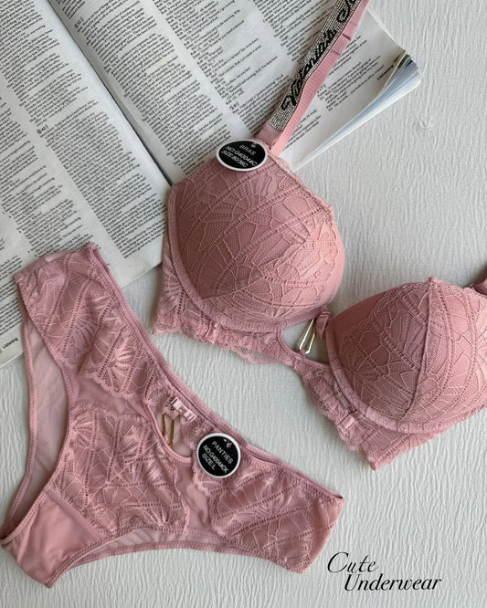 (36-40)C Victoria Secret Front Buckle Bra Panty Set (148)