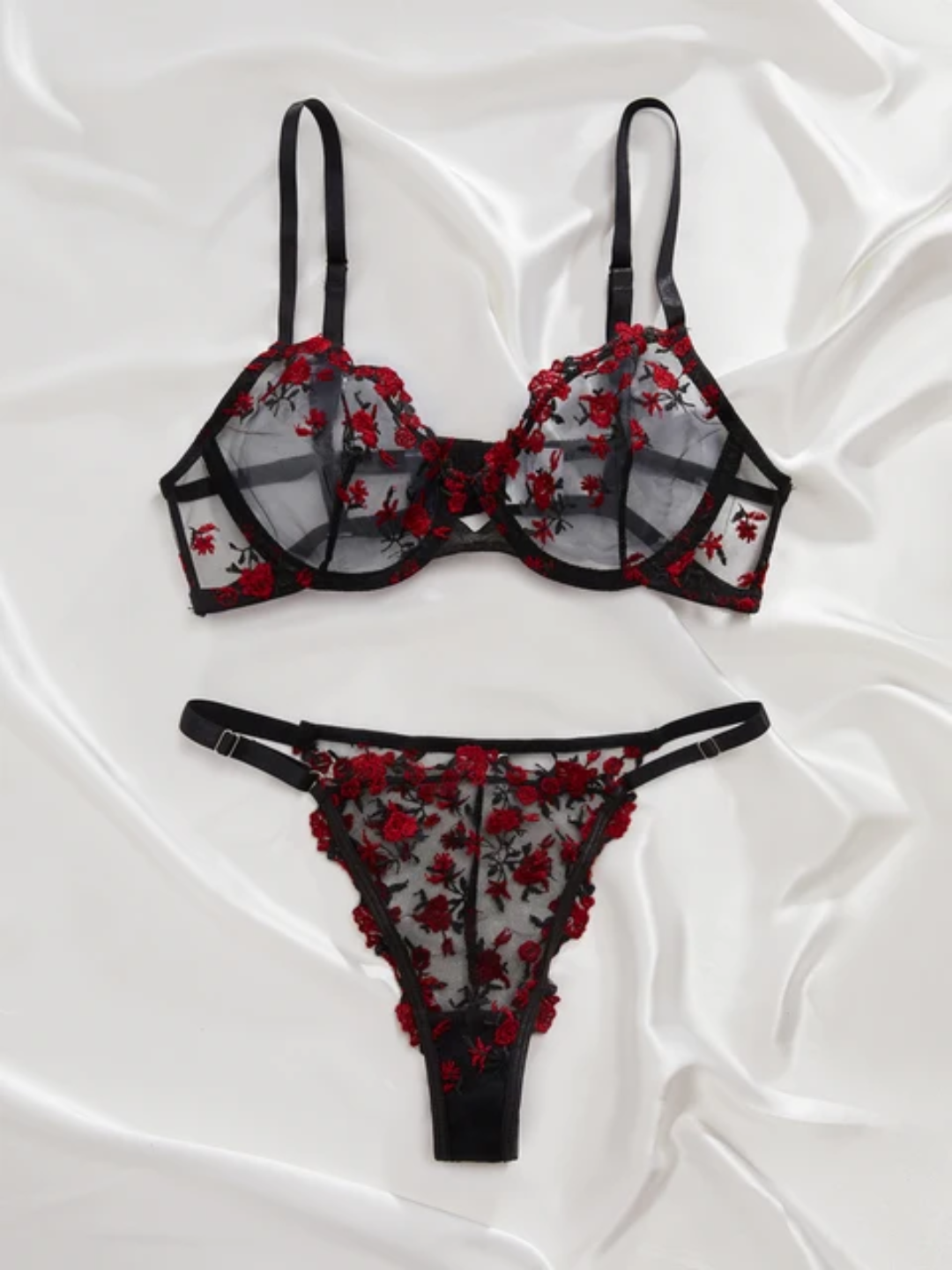 (34-38)B Beautiful Lace Underwire Bra and Panty Set(Floor)