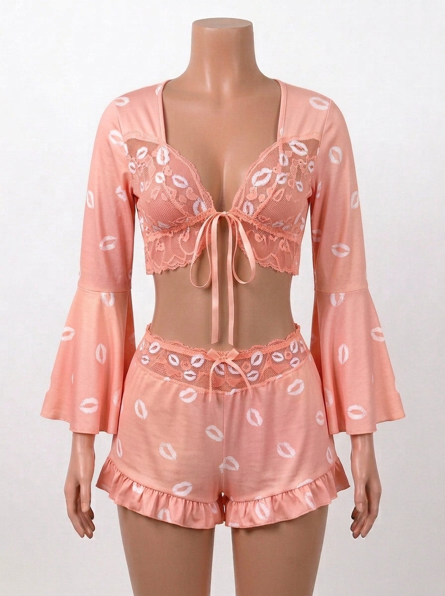Premium Front Buckle Net and Seamless 2 Piece Shirt and Skirt 98052