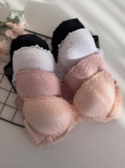 Elegant Double Padded Pushup Lacy Bra( 132)*