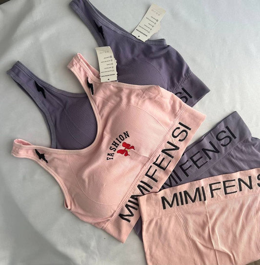 (36-42)  Wide Strap Sports Bra and Shorts Set (010)*