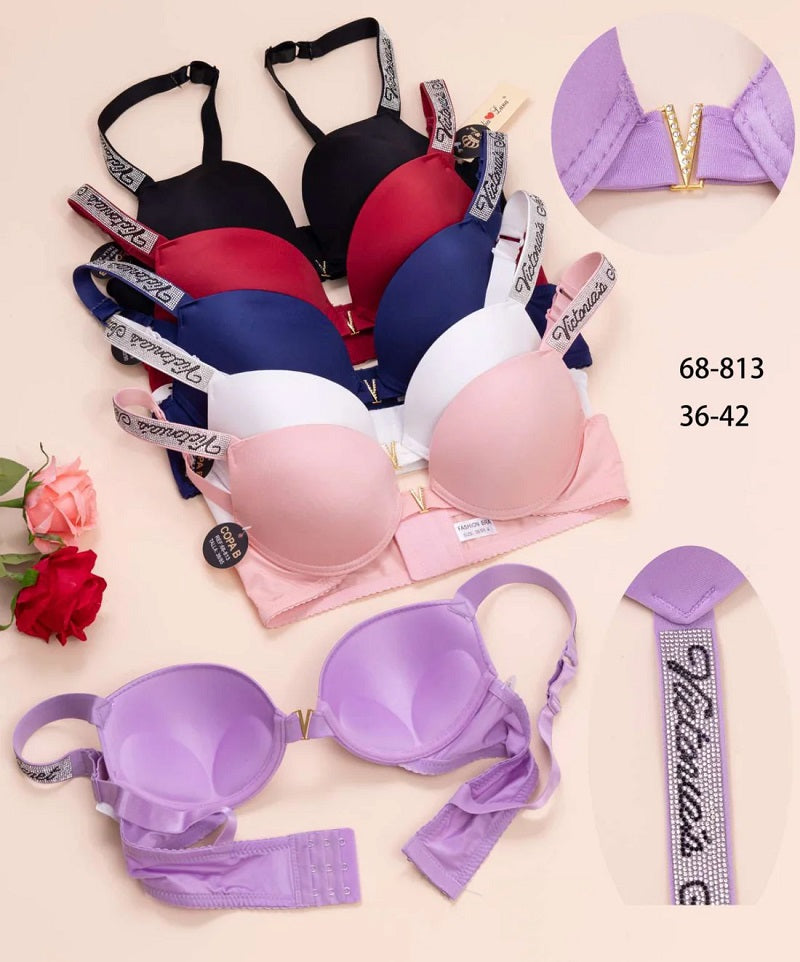 (36-42)B [Blue & Maroon] Victoria Secret Soft Push-up Pad Bra Panty Set(134)