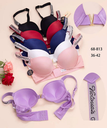 (36-42)B [Blue & Maroon] Victoria Secret Soft Push-up Pad Bra Panty Set(134)