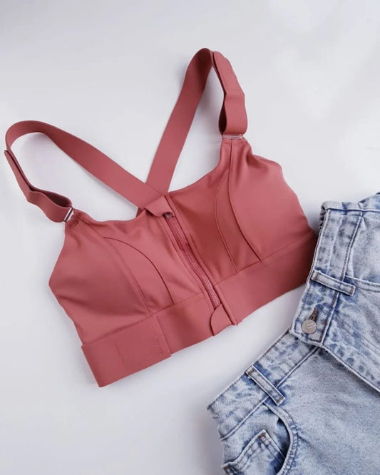 High Impact, Ultimate Comfort, Sports Bra, Zipper(081)