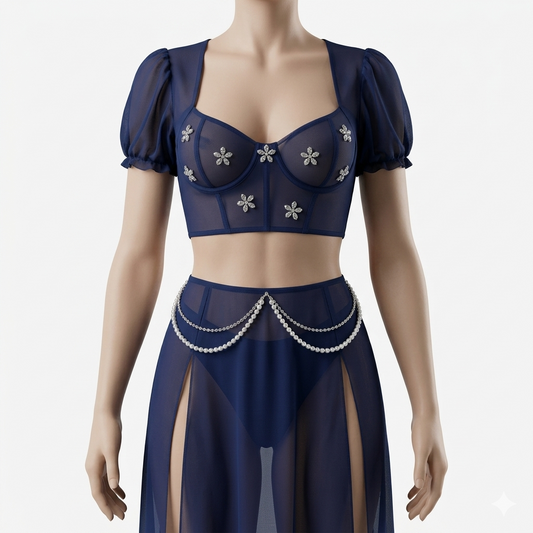(34-40)Exquisite Lace Halter See Through (W) B078 (C9-R5)