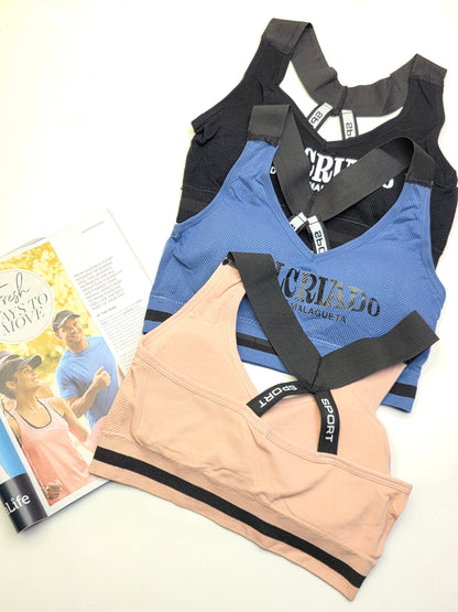 (30-38)WIDE STRAP Criss Cross Back Sports Bra x Malcriado (021)*