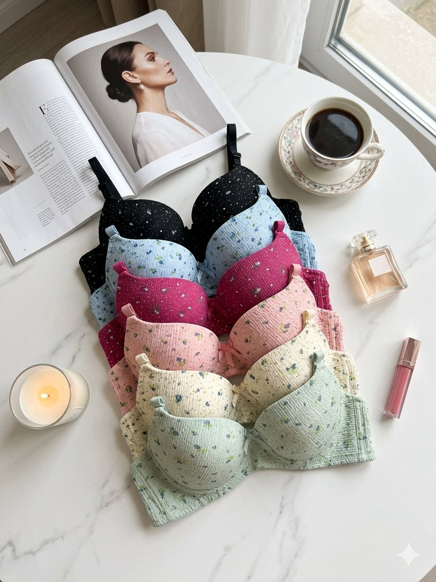 (36-42) Flower PrintedThin Pad Underwire Bea (176)