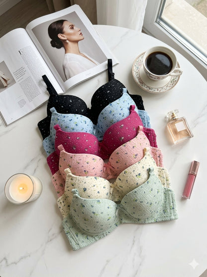 (36-42) Flower PrintedThin Pad Underwire Bea (176)