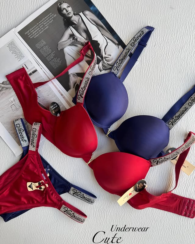 (36-42)B [Blue & Maroon] Victoria Secret Soft Push-up Pad Bra Panty Set(134)
