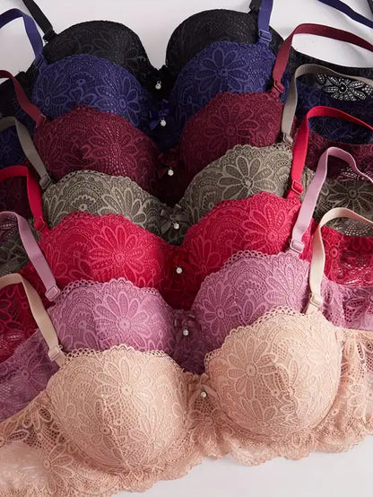 (36-42)B Elegant Padded Push-up Lace Bridal Bra( 164)*