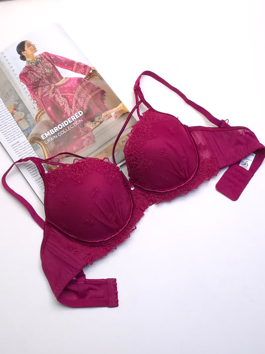 (36-42)C Double Strip Demi Cup Push-up Underwire Bra (176)