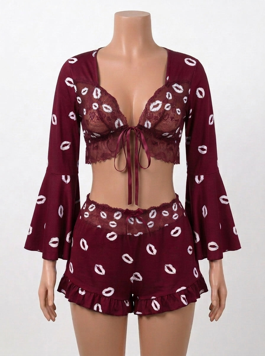 Premium Front Buckle Net and Seamless 2 Piece Shirt and Skirt 98052