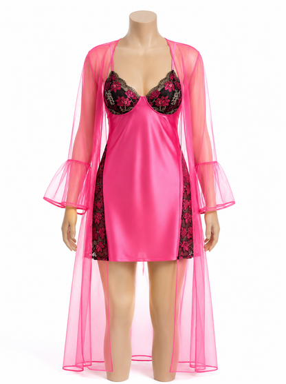 Midnight Bloom Robe & Chemise Set 8437