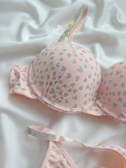 Elegant Heart Design Bra Panty Set