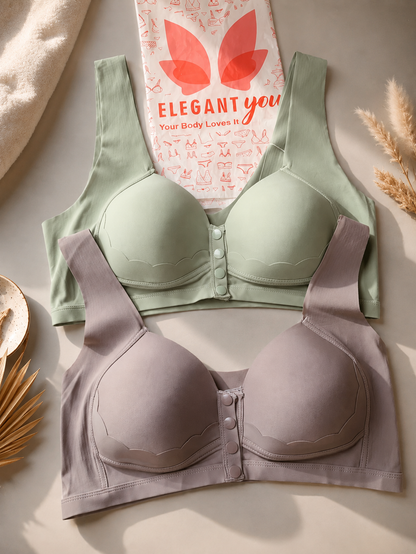 (36-44)b/c Seamless Wide Strap Front Button Bra