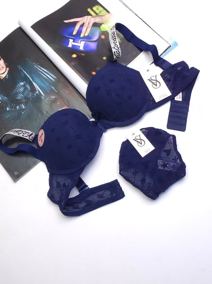 (34-40)b Elegant Design Padded Pushup Wired Bra With Matching Thong Underwear 5015*