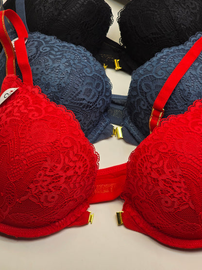 (38-42)C Lacy Sassy Front Buckle Double Padded Full Coverage Bra(173)