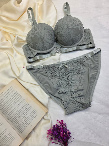 (34-40)C Cup Elegant Lacy Double Padded Bra & Panty Set*